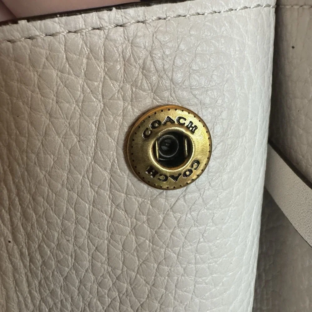 Coach 69074 Gray Pebbled Bucket Drawstring Tote Snake Print Accents Bag Charm